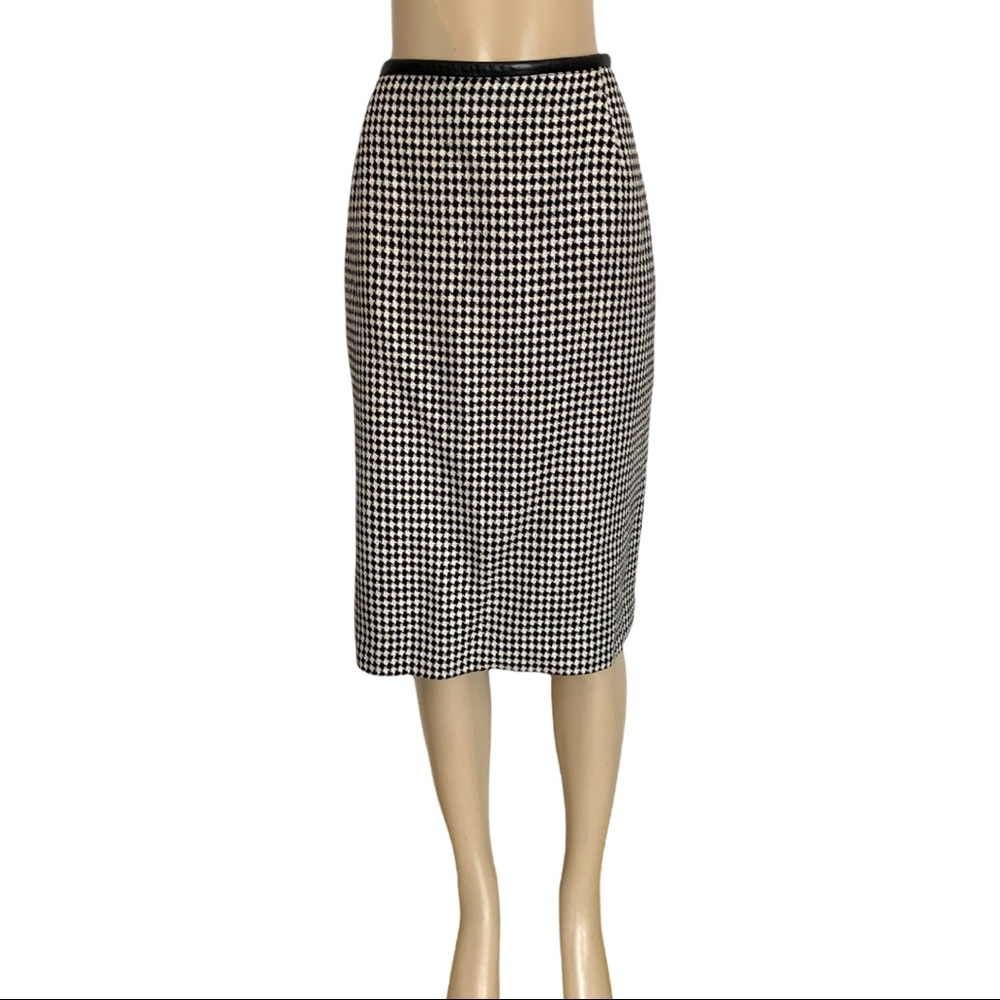 VTG Wool Michel Antoni Studio Harlequin Gingham Black & White Checkered Skirt